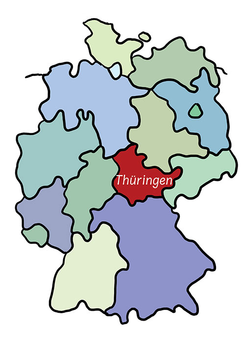 bundesdeutschland_Thueringen Sachsen-Anhalt auf der Deutschlandkarte