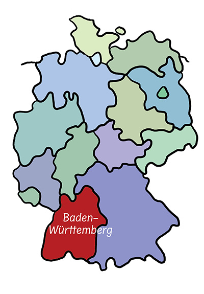 bundesdeutschland_baden-wu╠êrttemberg Badenwürttemberg auf der Karte